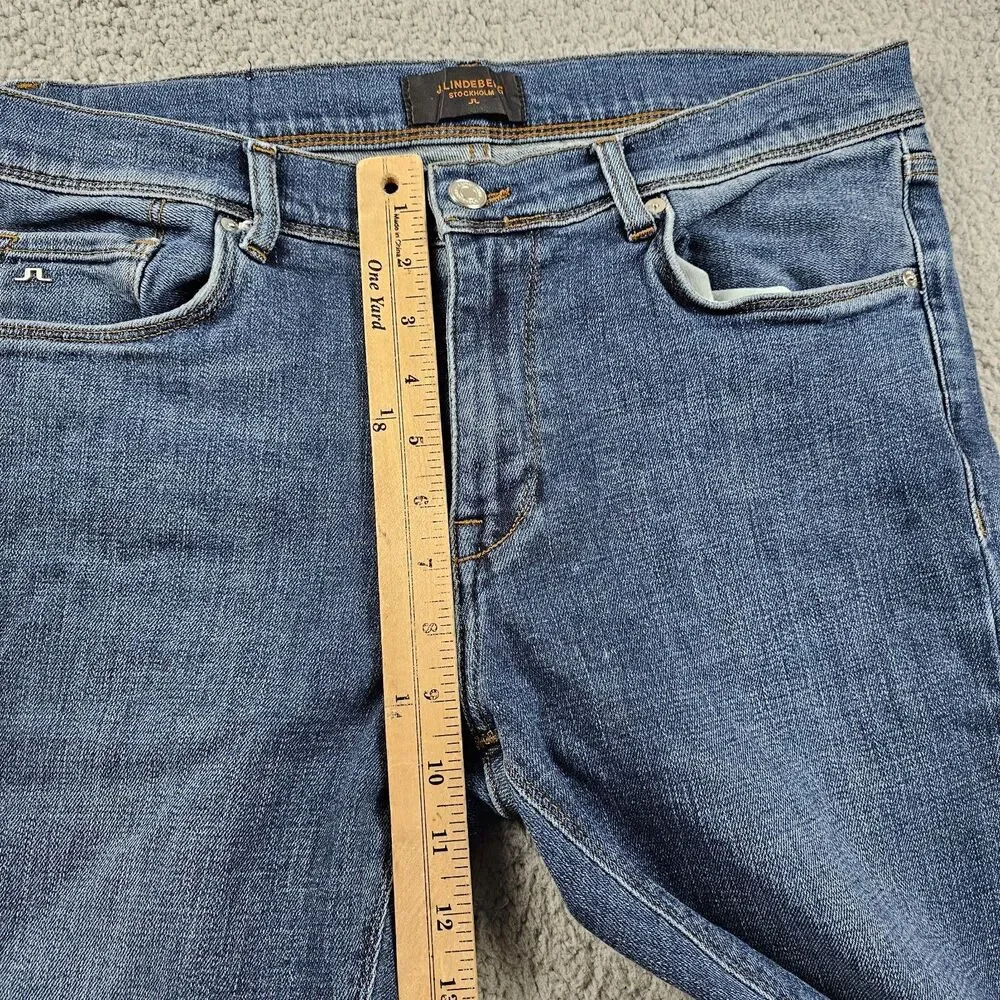 J. Lindberg Jeans Mens 34x33* Blue Denim Damien Skinny Stretch Mid Rise